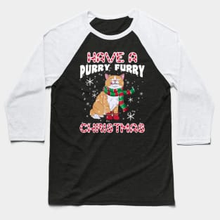 Have A Purry Furry Christmas Funny Xmas Cat Baseball T-Shirt